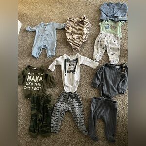 Assorted baby boy clothes 0-3 months